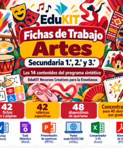 Fichas de Trabajo de Artes para Secundaria 1.°, 2.° y 3.° | 42 Fichas, Rúbricas y los 14 Contenidos
