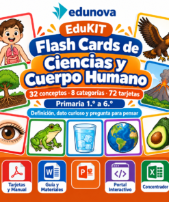 EduKIT Flash Cards de Ciencias y Cuerpo Humano para Primaria | 32 Conceptos, 72 Tarjetas y Portal Interactivo