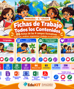 Fichas de Trabajo para Primaria 6.° Grado | 86 Fichas, 83 Contenidos y 278 PDA