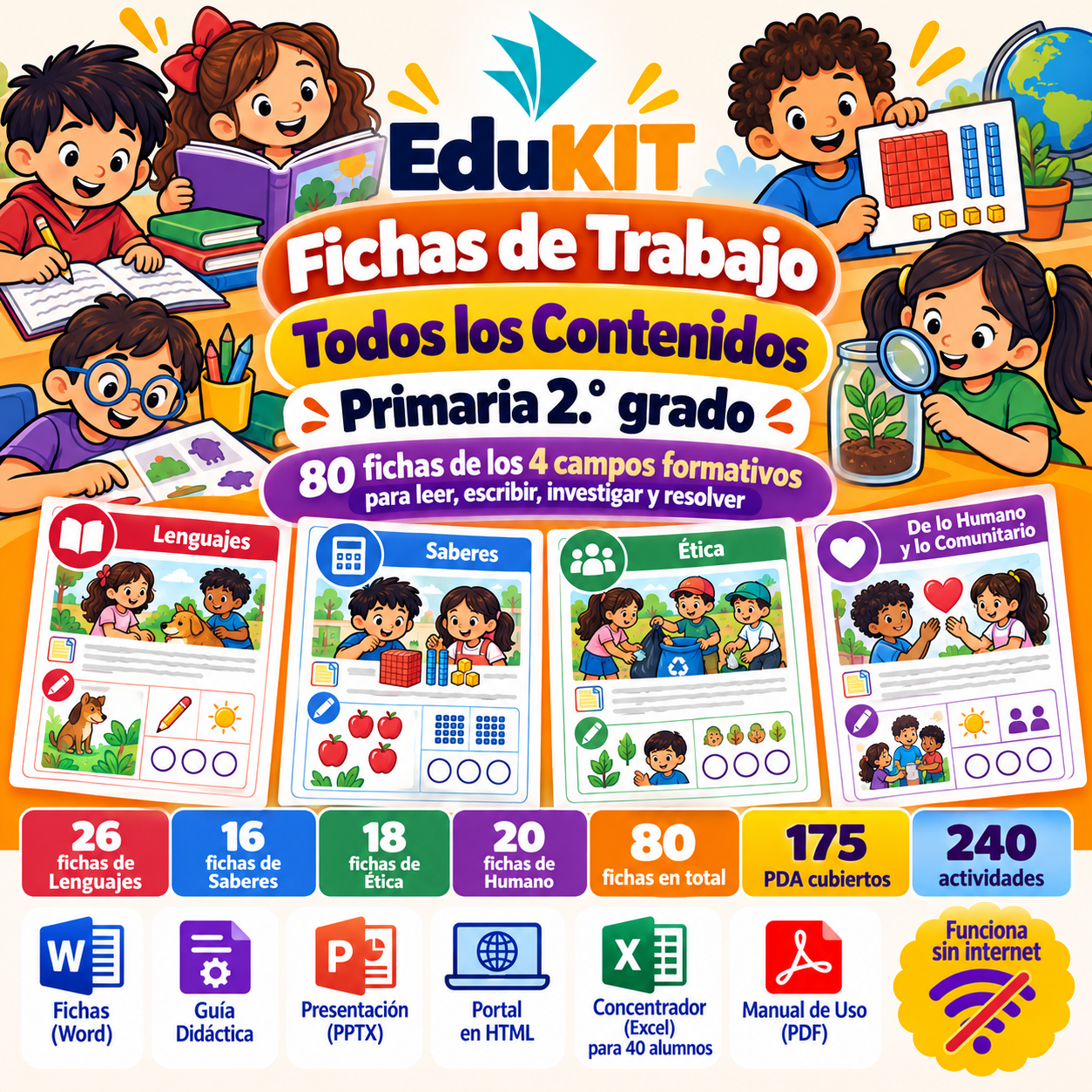 Fichas de Trabajo para Primaria 2.° Grado | 80 Fichas de los 4 Campos Formativos y Todos los Contenidos 1 Fichas de Trabajo para Primaria 2.° Grado | 80 Fichas de los 4 Campos Formativos y Todos los Contenidos