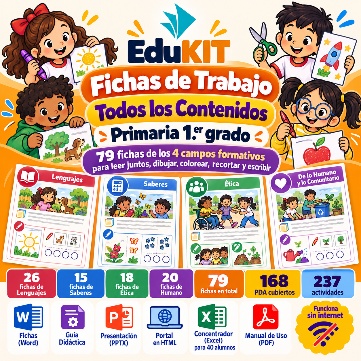Fichas de Trabajo para Primaria 1er Grado | 79 Fichas de los 4 Campos Formativos y Todos los Contenidos 1 Fichas de Trabajo para Primaria 1er Grado | 79 Fichas de los 4 Campos Formativos y Todos los Contenidos