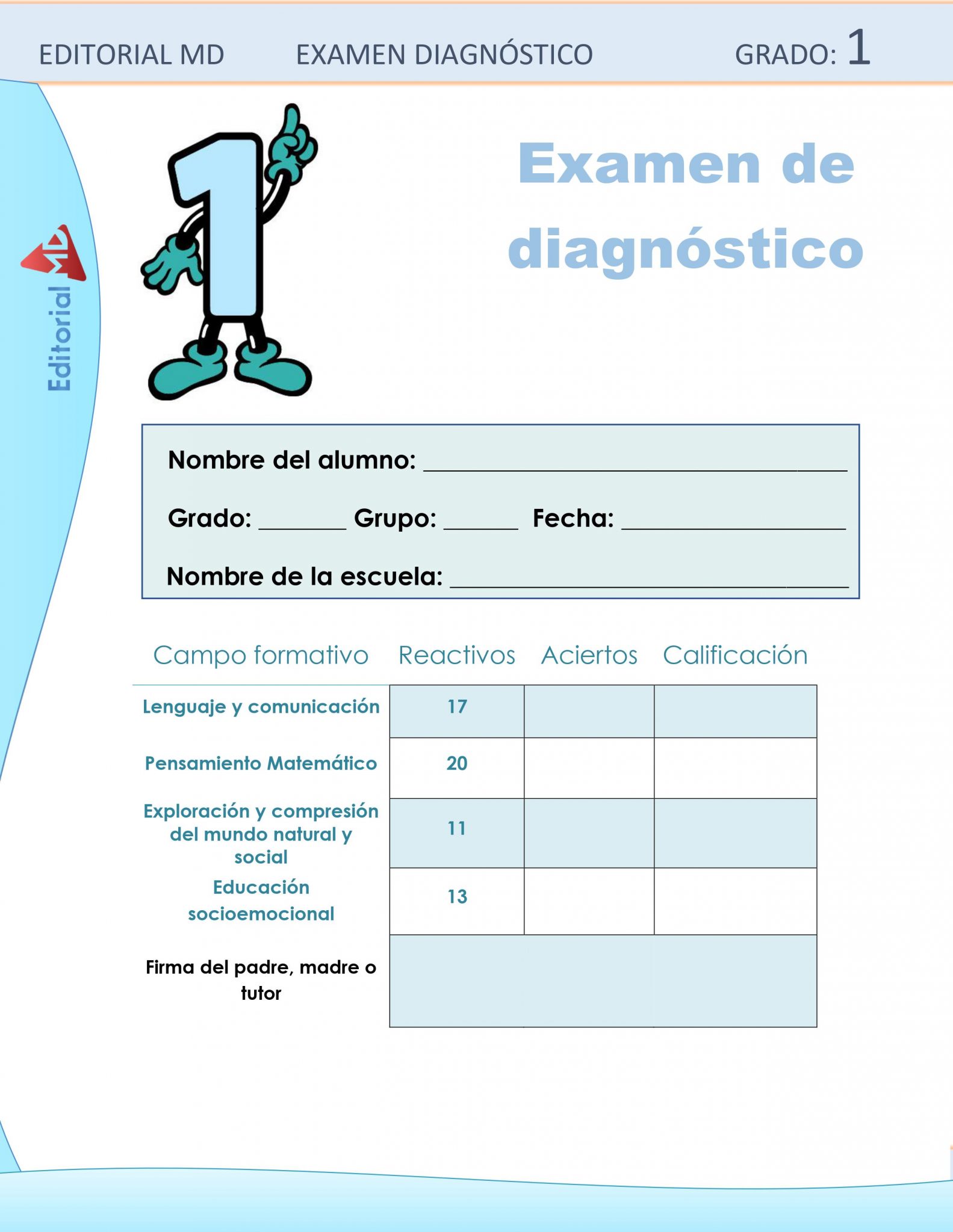 Evaluacion Diagnostica Primer Grado de Primaria (Examen Diagnostico)