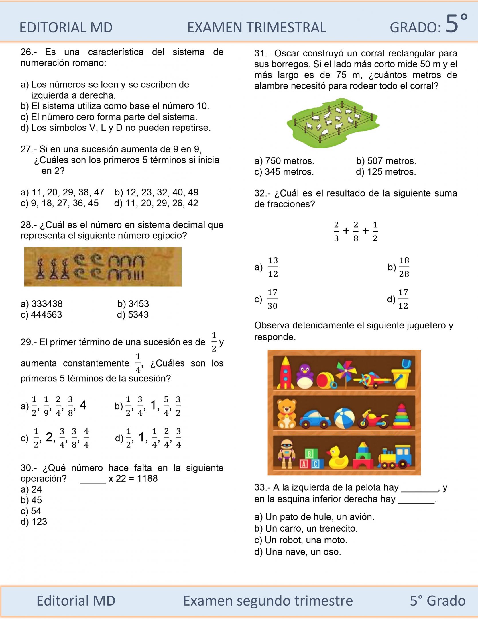 Examen de Quinto Grado 2023 (Por Campo Formativo)