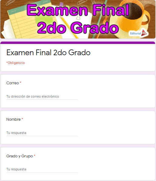 Ejemplo Exámenes en Google Forms 2do grado  01