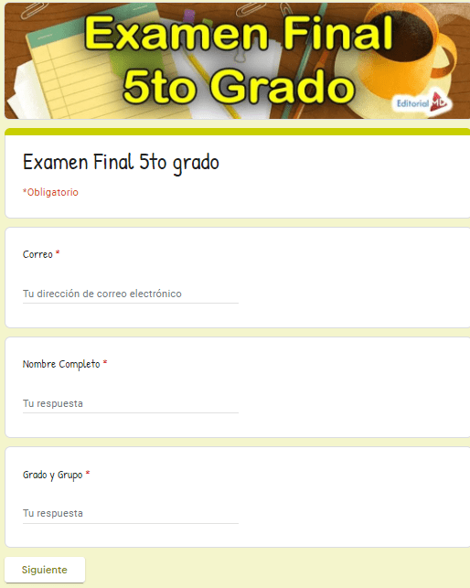 Ejemplo Exámenes en Google Forms 5to grado 01