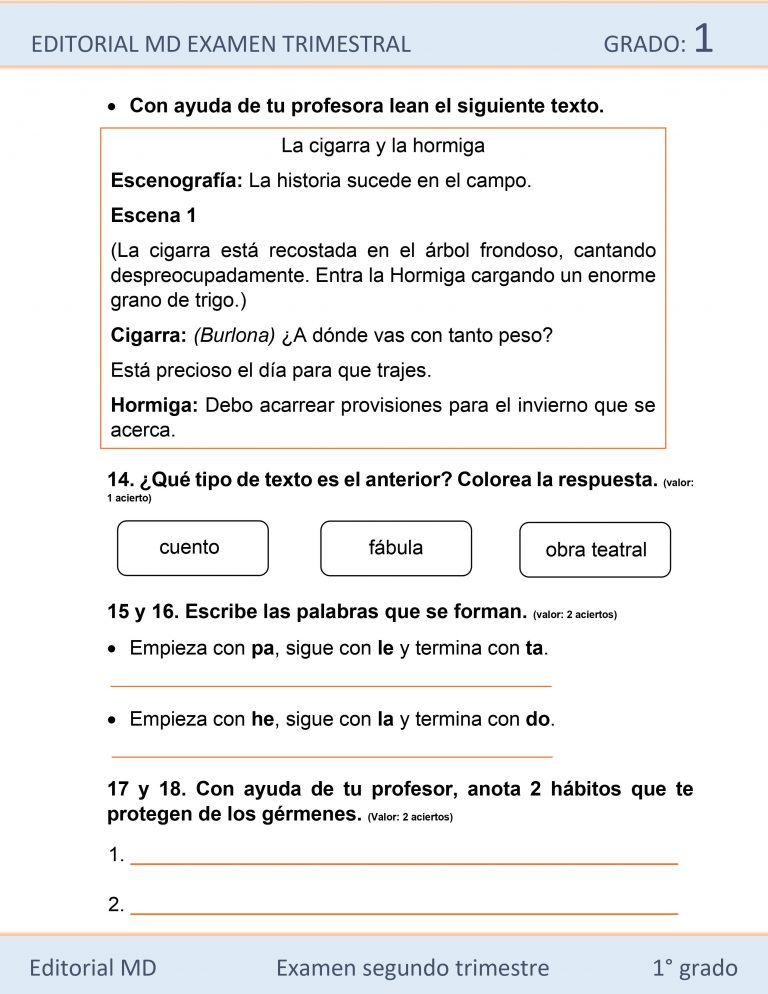 Guía de Estudio para Primer Grado de Primaria | Para Imprimir