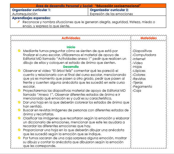 Ejemplo plan de reforzamiento preescolar 2022