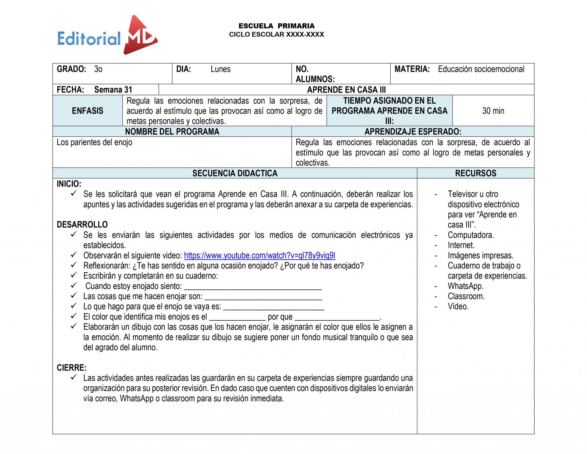 Ejemplo plan de trabajo semana 31 del 26 al 30 de Abril del 2021 01