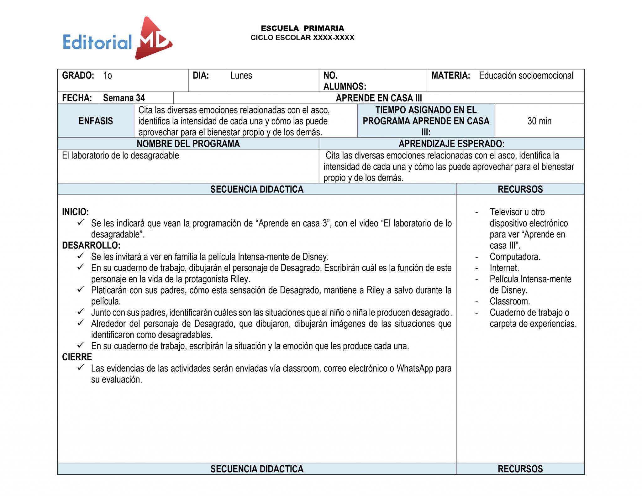 Ejemplo plan de trabajo semana 34 del 17 al 21 de Mayo 01