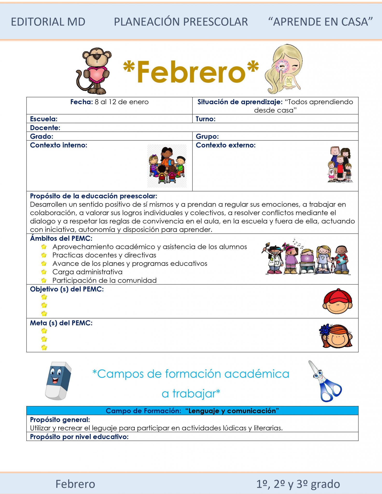 Ejemplo planeación Preescolar del 8 al 12 de Febrero del 2021