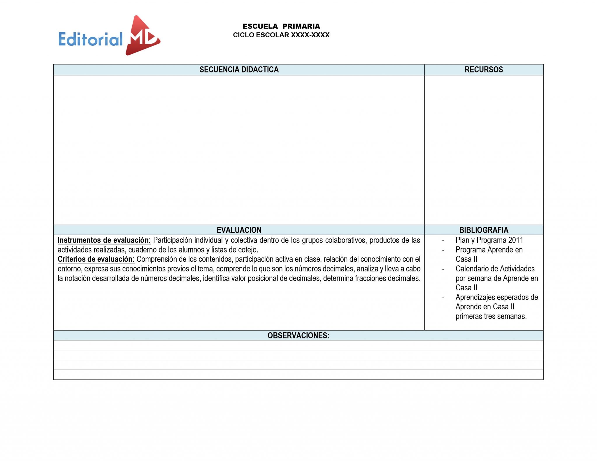 Ejemplo planeacion primaria 4to grado aprende en casa 02