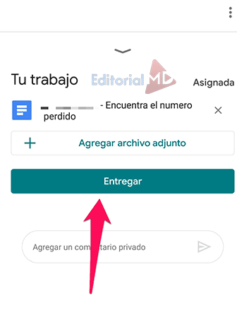 botón para entregar la tarea en classroom botón para entregar la tarea en classroom