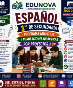 Español 1° Secundaria NEM 2026-2027 | Programa Analítico y Planeaciones por Proyectos ABP | Word Editable