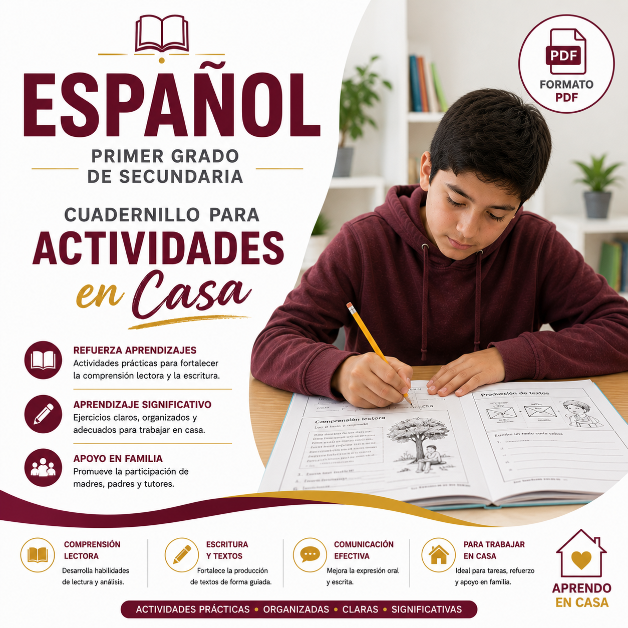 Español Primer Grado de Secundaria Cuadernillo para Actividades en Casa 2026-2027 PDF 1 Español Primer Grado de Secundaria Cuadernillo para Actividades en Casa 2026-2027 PDF