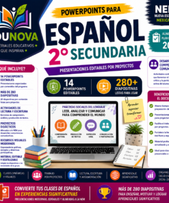 PowerPoints para Español 2° Secundaria NEM 2026-2027 | 280 Diapositivas Editables | Presentaciones por Proyectos