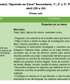 Español Aprende en casa Secundaria Primer semana abril, 1º, 2º y 3º