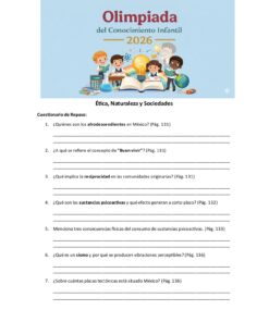 Cuestionario de 50 preguntas: Ética, Naturaleza y Sociedades (OCI 2026) 3 Hoja de trabajo titulada