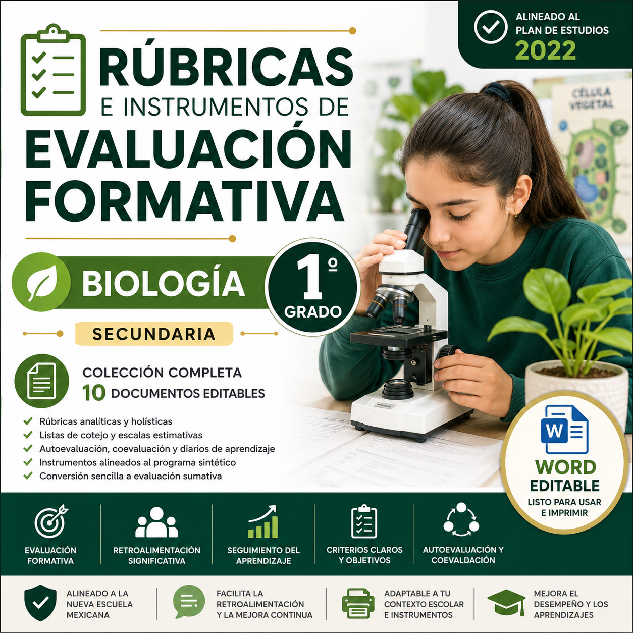 Rúbricas e Instrumentos de Evaluación Formativa para Biología Primer Grado de Secundaria 2026-2027 | Plan 2022 | Word Editable 1 Rúbricas e Instrumentos de Evaluación Formativa para Biología Primer Grado de Secundaria 2026-2027 | Plan 2022 | Word Editable