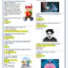 Examen Diagnóstico Inglés 3° Grado de SECUNDARIA NEM (2026 -2027) 6 Una colorida hoja de ejercicios con preguntas de comprensión lectora sobre un niño llamado Mateo y su rutina diaria, con ilustraciones de dibujos animados que incluyen a Mateo, un niño comiendo patatas fritas, un superhéroe e iconos meteorológicos. El texto está en inglés y español.