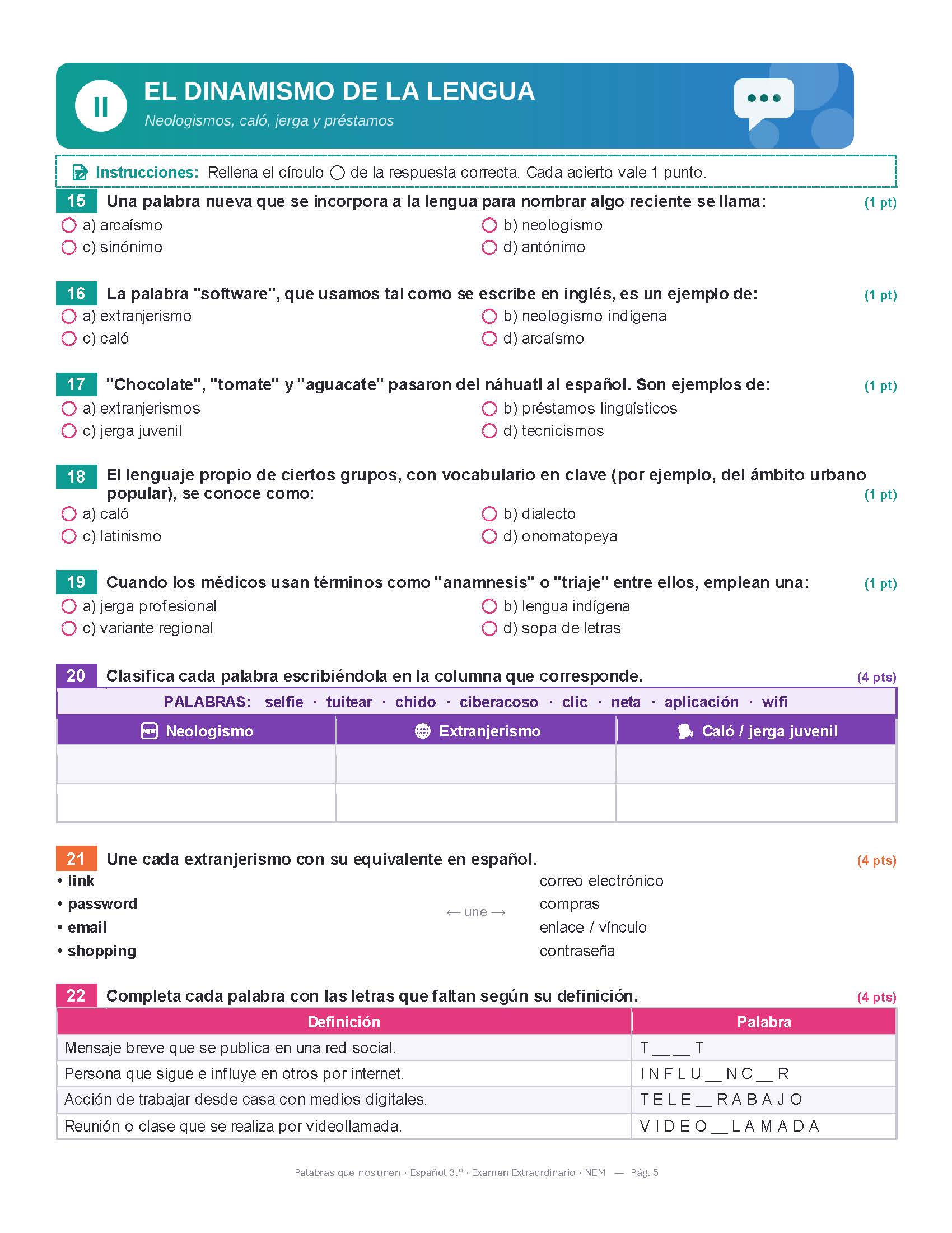 Examen Extraordinario Español Secundaria 1°, 2° y 3° Grado NEM | Word Editable 9 Examen Extraordinario Español Secundaria 1°, 2° y 3° Grado NEM | Word Editable - Image 9