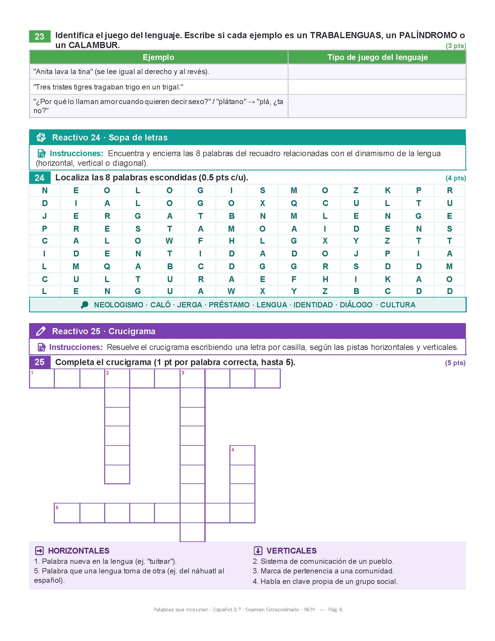 Examen Extraordinario Español Secundaria 1°, 2° y 3° Grado NEM | Word Editable 10 Examen Extraordinario Español Secundaria 1°, 2° y 3° Grado NEM | Word Editable - Image 10