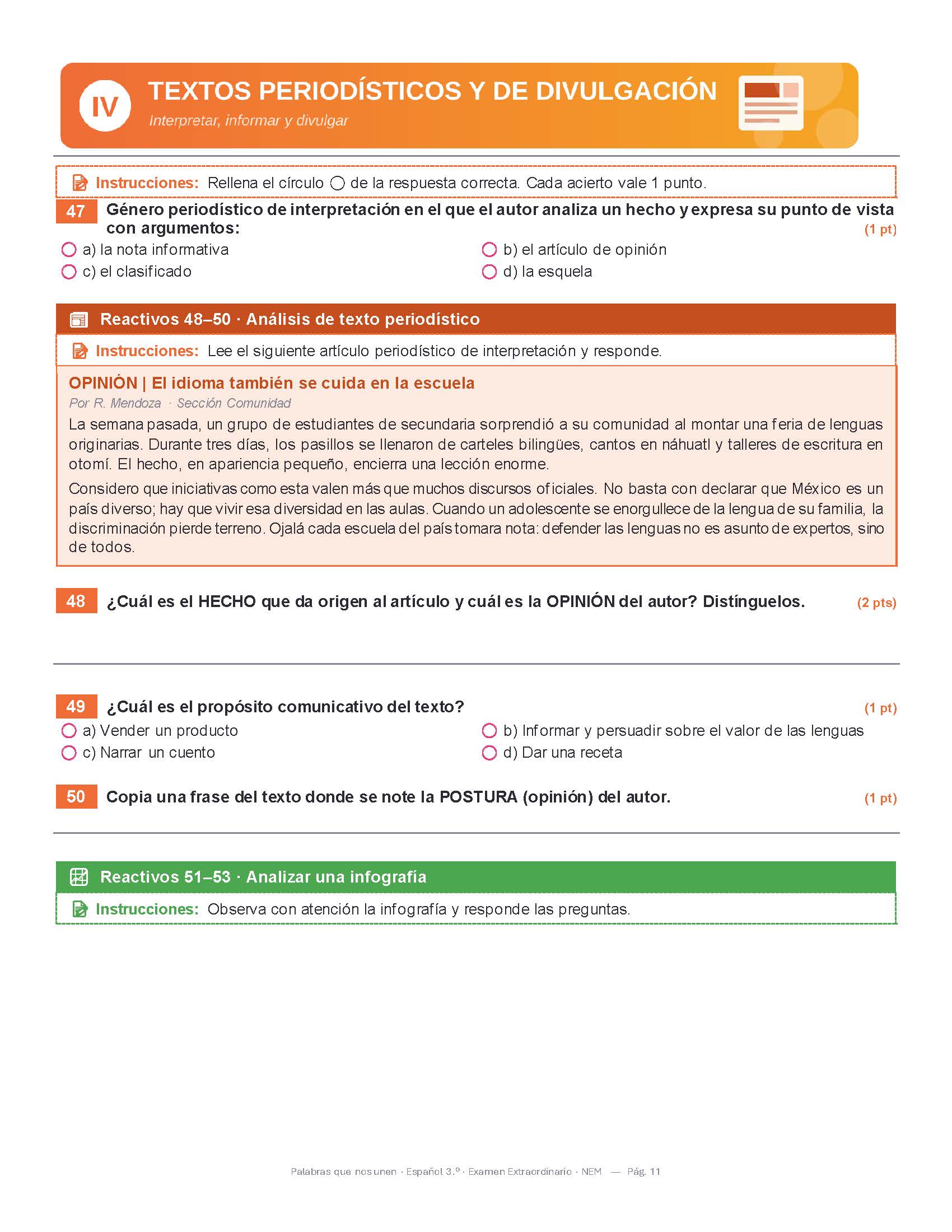 Examen Extraordinario Español Secundaria 1°, 2° y 3° Grado NEM | Word Editable 6 Examen Extraordinario Español Secundaria 1°, 2° y 3° Grado NEM | Word Editable - Image 6