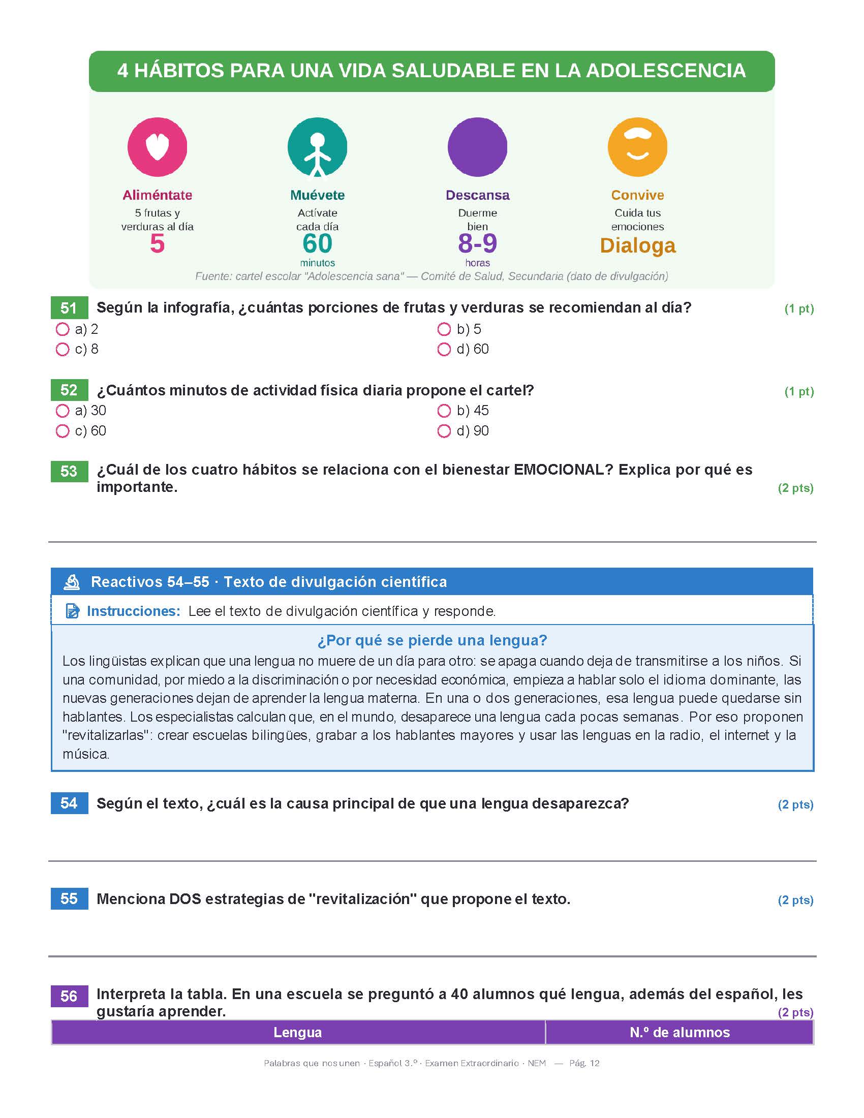 Examen Extraordinario Español Secundaria 1°, 2° y 3° Grado NEM | Word Editable 3 Examen Extraordinario Español Secundaria 1°, 2° y 3° Grado NEM | Word Editable - Image 3