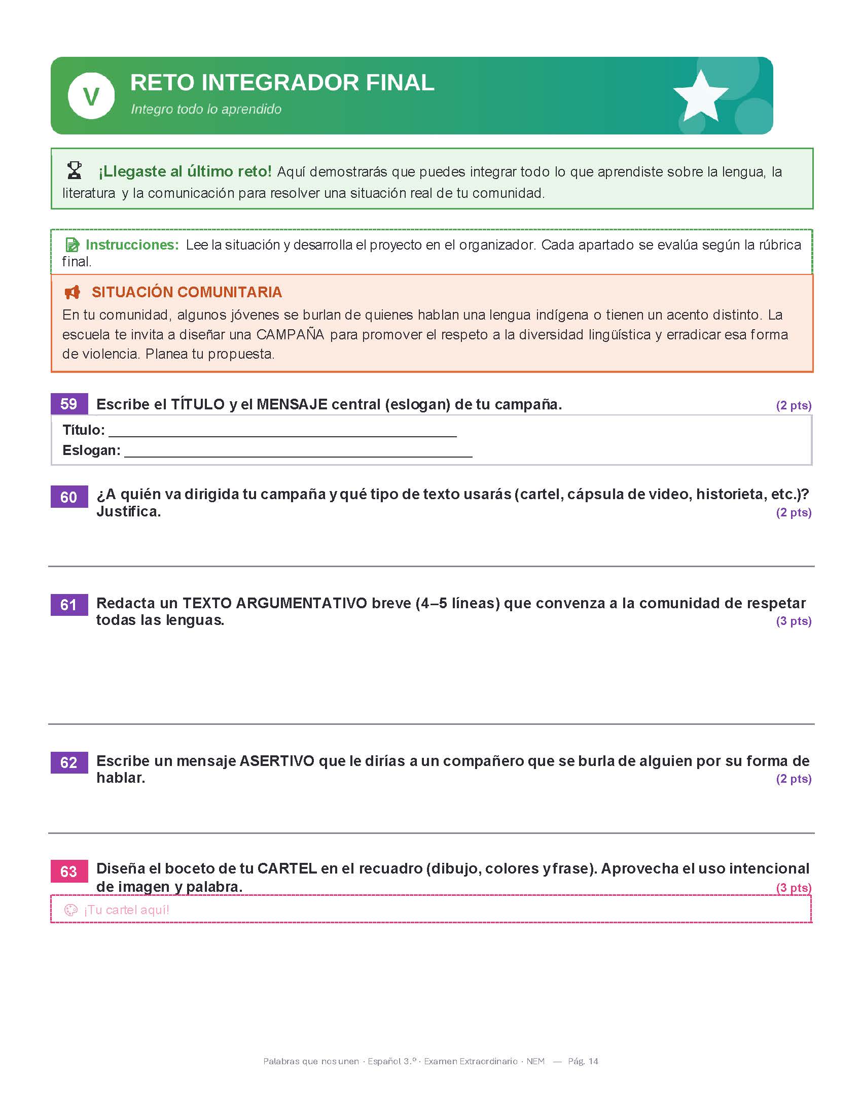 Examen Extraordinario Español Secundaria 1°, 2° y 3° Grado NEM | Word Editable 4 Examen Extraordinario Español Secundaria 1°, 2° y 3° Grado NEM | Word Editable - Image 4