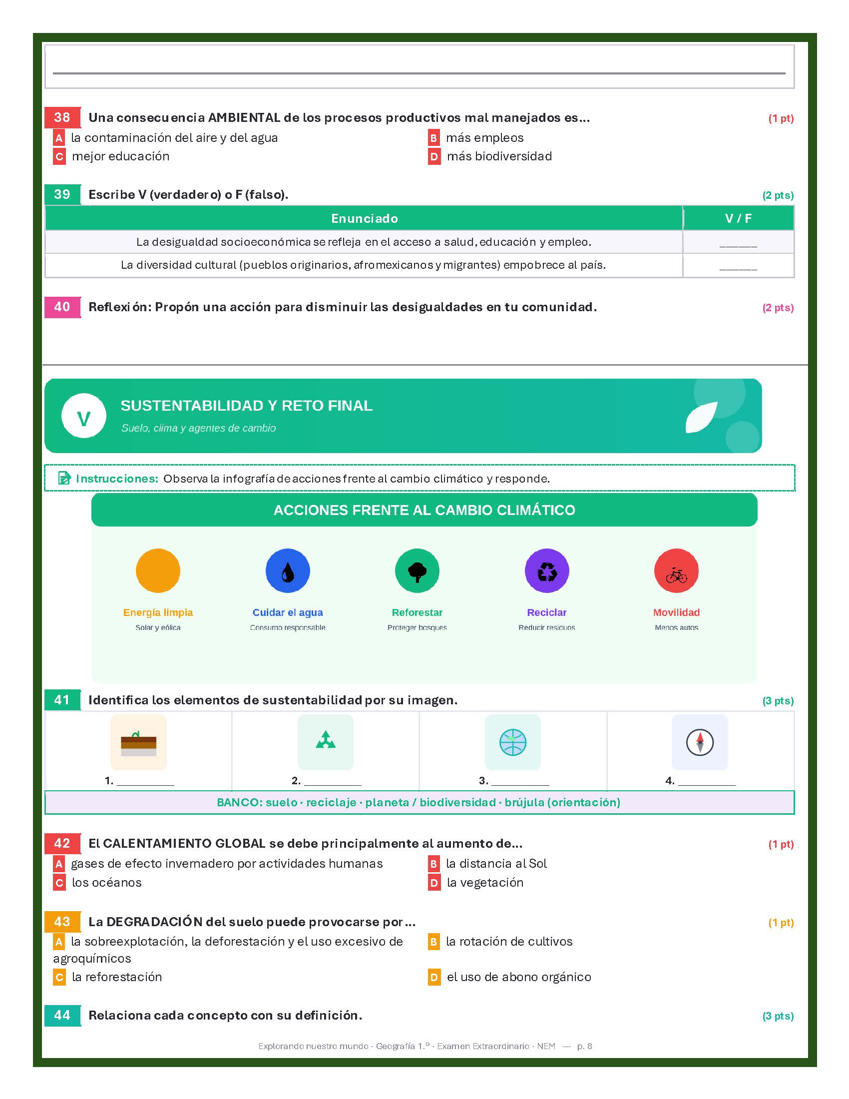 Exámenes Extraordinarios Secundaria 1° Grado NEM (TODAS LAS ASIGNATURAS) | Word Editable 15 Exámenes Extraordinarios Secundaria 1° Grado NEM (TODAS LAS ASIGNATURAS) | Word Editable - Image 15