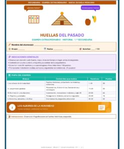 Examen Extraordinario Historia Secundaria 1°, 2° y 3° Grado NEM | Word Editable 10 Examen Extraordinario Historia 1° Secundaria NEM Pagina 01