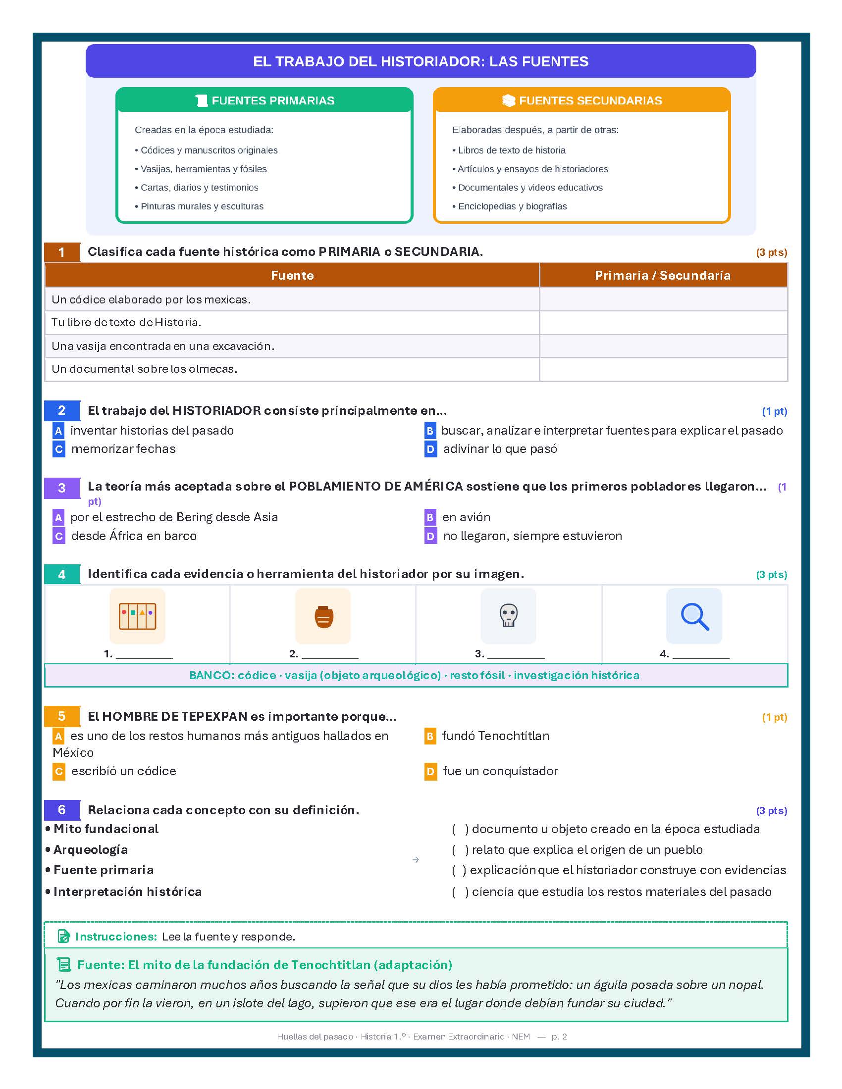 Examen Extraordinario Historia Secundaria 1°, 2° y 3° Grado NEM | Word Editable 9 Examen Extraordinario Historia Secundaria 1°, 2° y 3° Grado NEM | Word Editable - Image 9