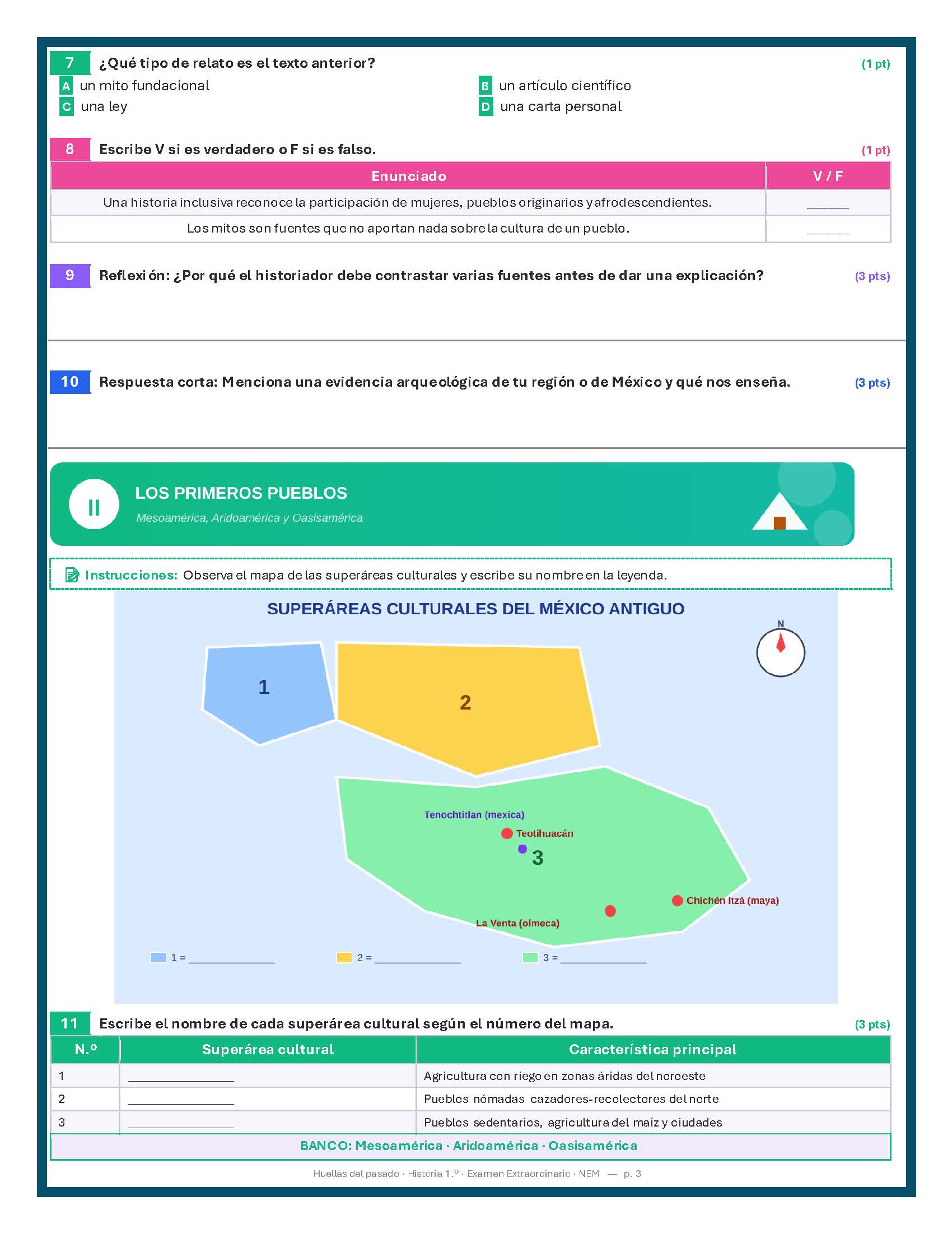 Examen Extraordinario Historia Secundaria 1°, 2° y 3° Grado NEM | Word Editable 8 Examen Extraordinario Historia Secundaria 1°, 2° y 3° Grado NEM | Word Editable - Image 8