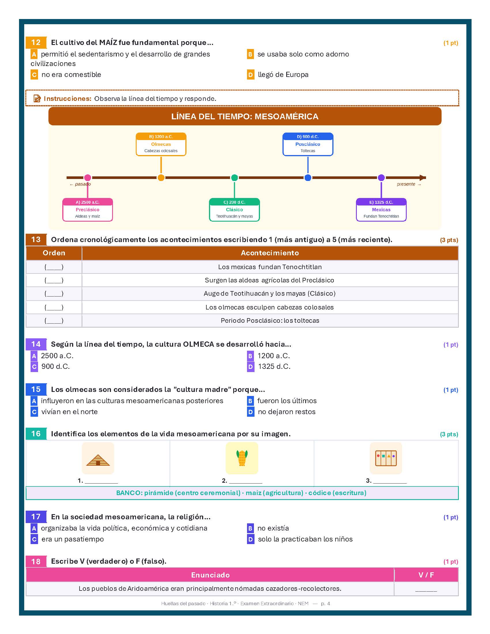 Examen Extraordinario Historia Secundaria 1°, 2° y 3° Grado NEM | Word Editable 7 Examen Extraordinario Historia Secundaria 1°, 2° y 3° Grado NEM | Word Editable - Image 7