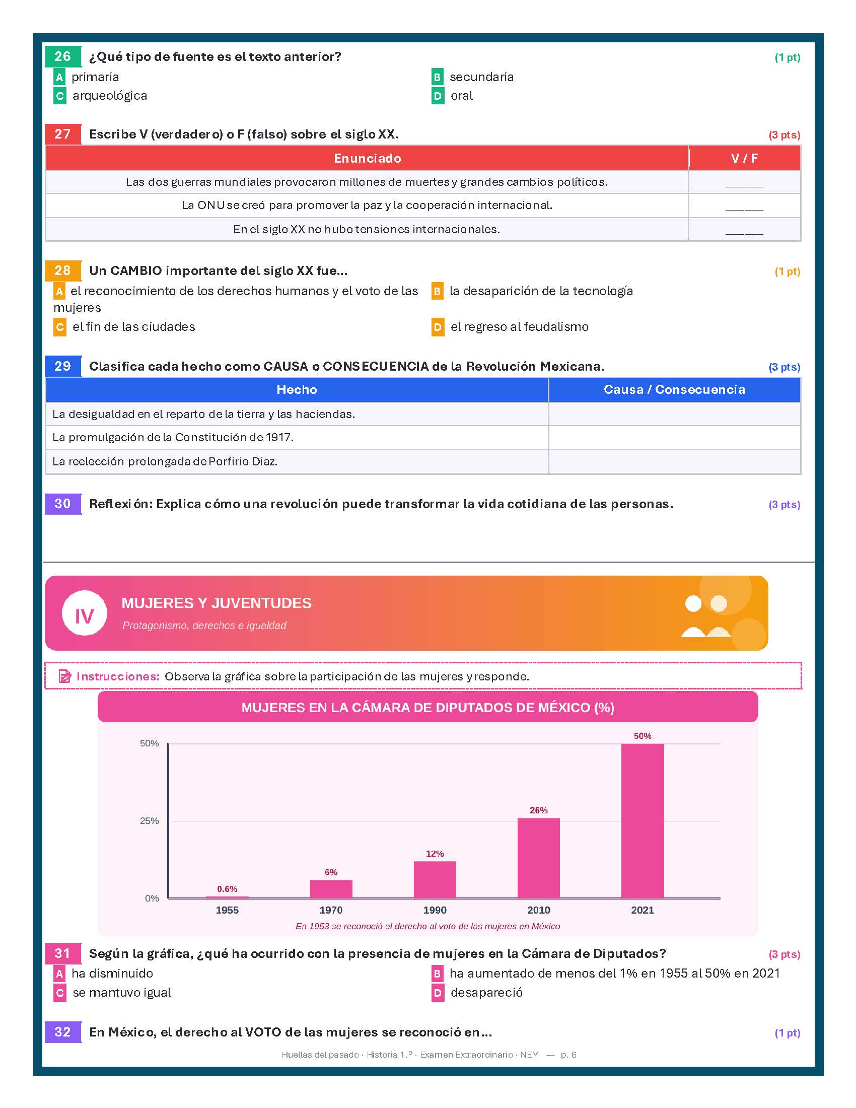 Examen Extraordinario Historia Secundaria 1°, 2° y 3° Grado NEM | Word Editable 5 Examen Extraordinario Historia Secundaria 1°, 2° y 3° Grado NEM | Word Editable - Image 5