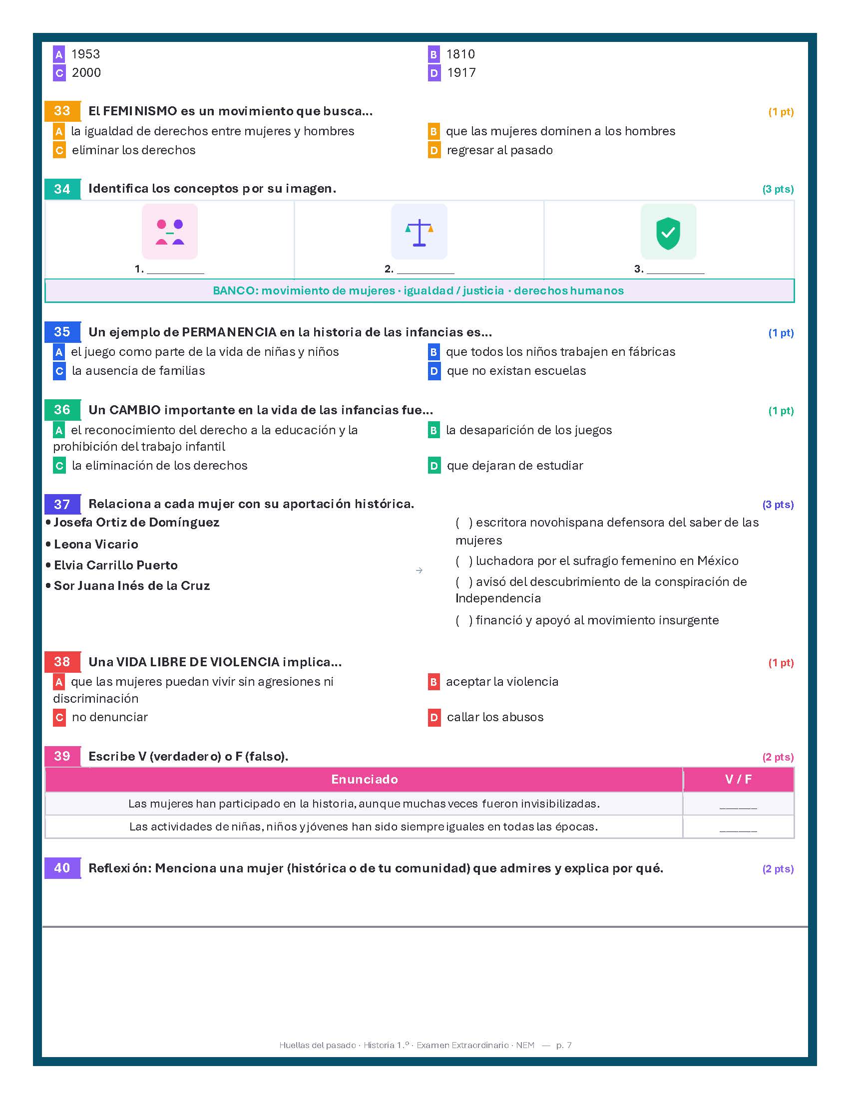Examen Extraordinario Historia Secundaria 1°, 2° y 3° Grado NEM | Word Editable 4 Examen Extraordinario Historia Secundaria 1°, 2° y 3° Grado NEM | Word Editable - Image 4