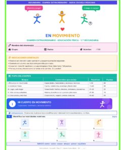 Examen Extraordinario Educación Física Secundaria 1°, 2° y 3° Grado NEM | Word Editable 17 Examen EducacionFisica 1Sec Extraordinario Pagina 01