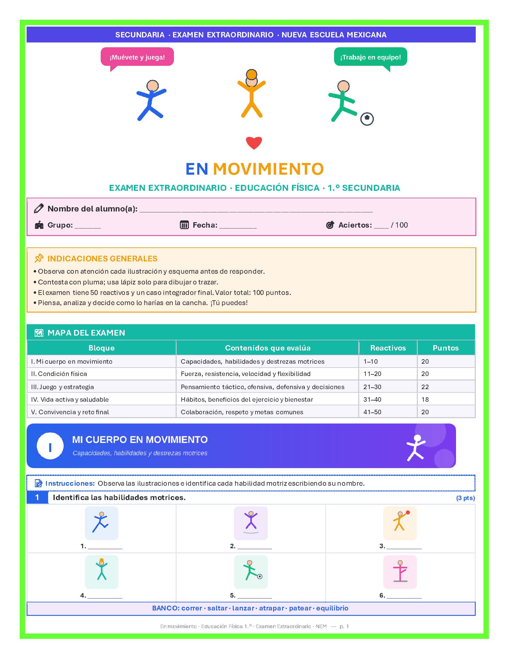 Examen Extraordinario Educación Física Secundaria 1°, 2° y 3° Grado NEM | Word Editable 9 Examen Extraordinario Educación Física Secundaria 1°, 2° y 3° Grado NEM | Word Editable - Image 9