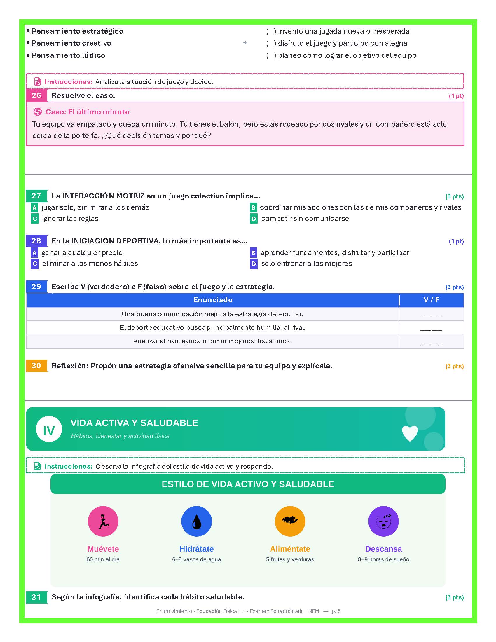 Examen Extraordinario Educación Física Secundaria 1°, 2° y 3° Grado NEM | Word Editable 6 Examen Extraordinario Educación Física Secundaria 1°, 2° y 3° Grado NEM | Word Editable - Image 6