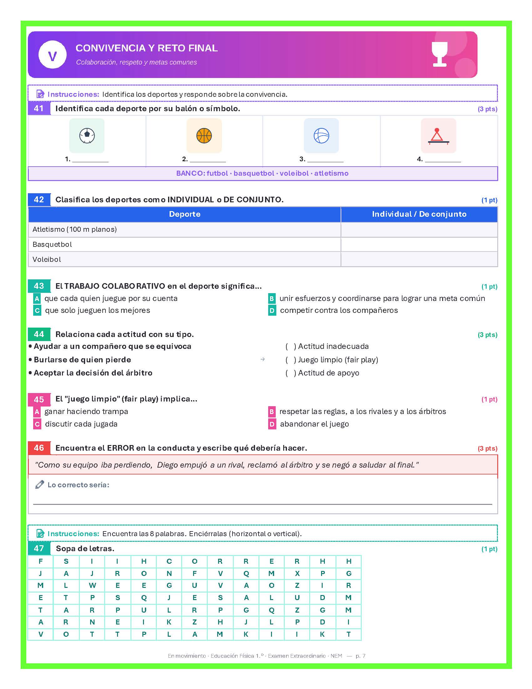 Examen Extraordinario Educación Física Secundaria 1°, 2° y 3° Grado NEM | Word Editable 4 Examen Extraordinario Educación Física Secundaria 1°, 2° y 3° Grado NEM | Word Editable - Image 4