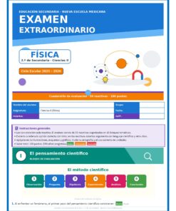 Examen Extraordinario Ciencias Física Secundaria 2° Grado NEM | Word Editable 21 Examen Extraordinario Fisica 2Sec Pagina 01
