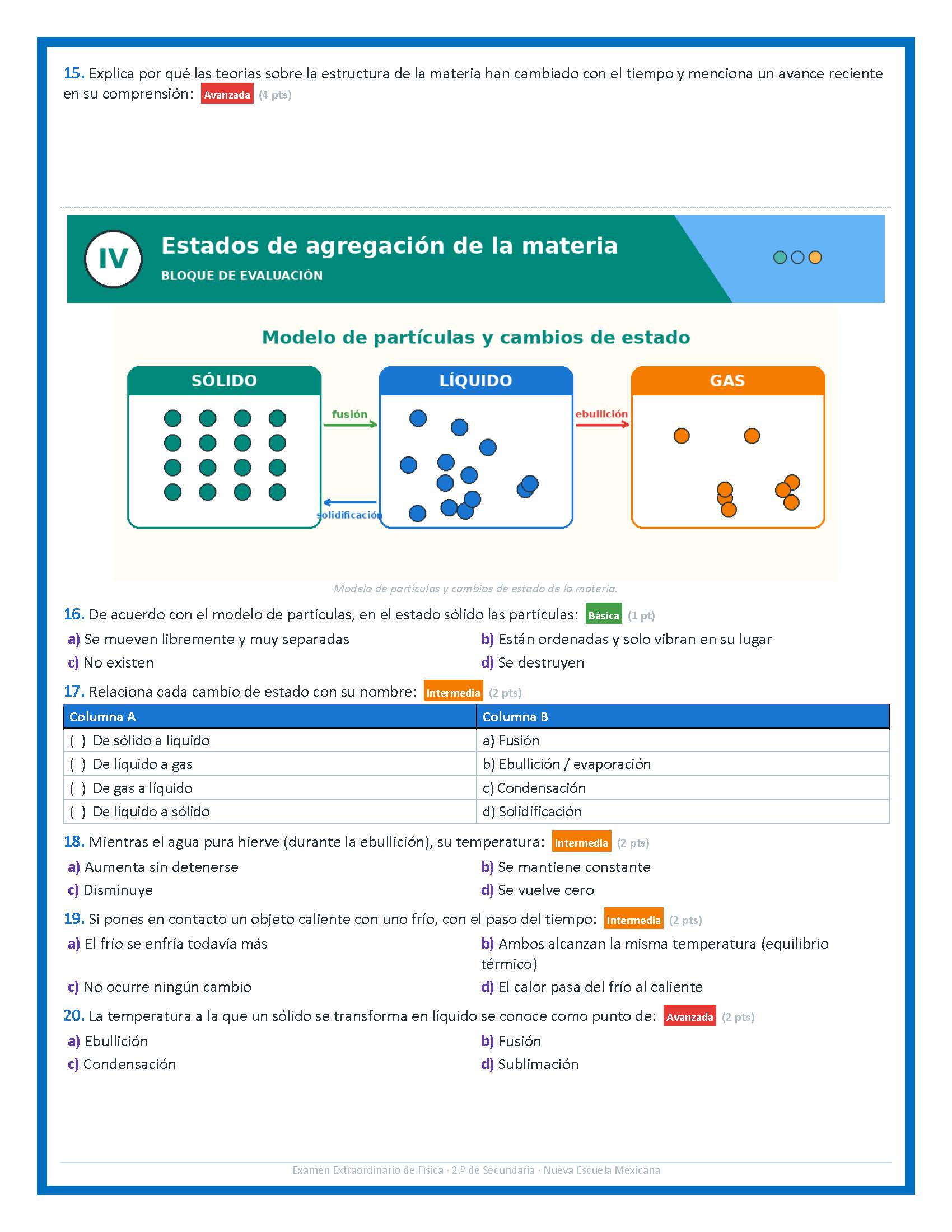 Examen Extraordinario Ciencias Física Secundaria 2° Grado NEM | Word Editable 2 Examen Extraordinario Ciencias Física Secundaria 2° Grado NEM | Word Editable - Image 2