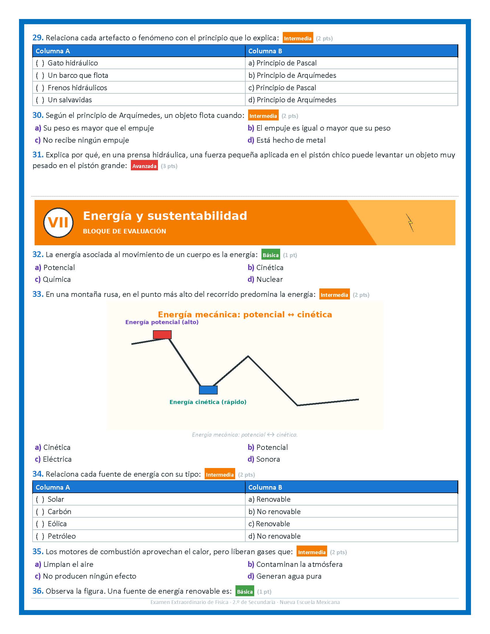 Examen Extraordinario Ciencias Física Secundaria 2° Grado NEM | Word Editable 4 Examen Extraordinario Ciencias Física Secundaria 2° Grado NEM | Word Editable - Image 4