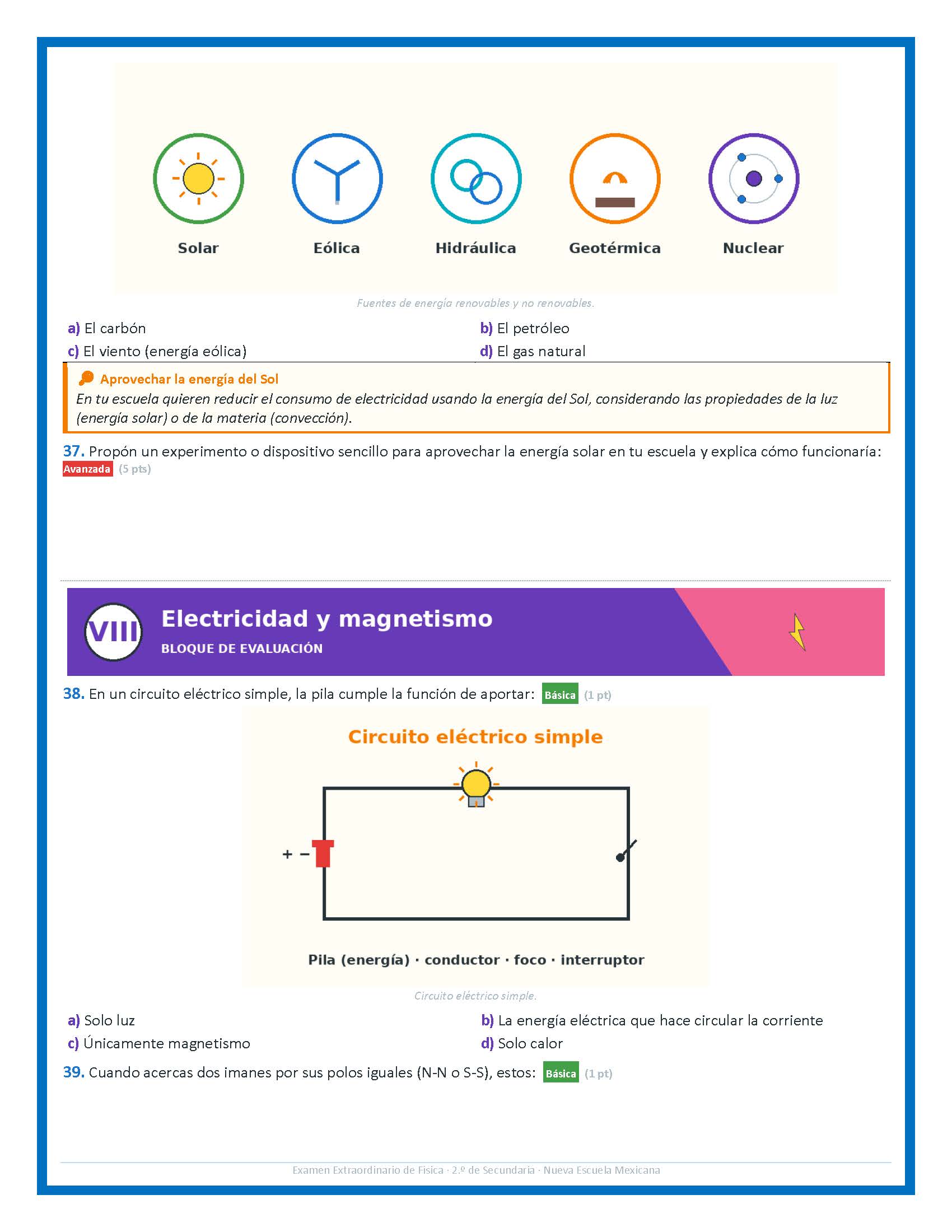 Examen Extraordinario Ciencias Física Secundaria 2° Grado NEM | Word Editable 8 Examen Extraordinario Ciencias Física Secundaria 2° Grado NEM | Word Editable - Image 8