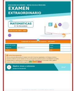 Examen Extraordinario Matemáticas Secundaria 1°, 2° y 3° Grado NEM | Word Editable 15 Examen Extraordinario Matematicas 3Sec Pagina 01