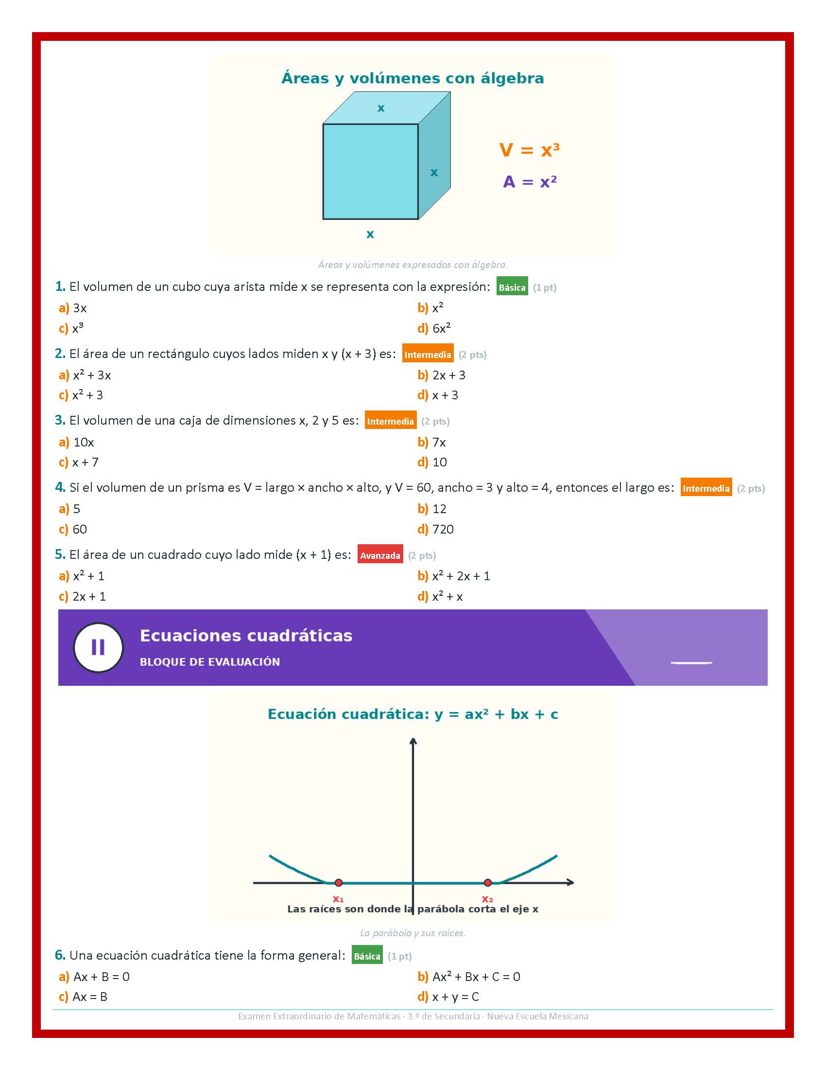 Examen Extraordinario Matemáticas Secundaria 1°, 2° y 3° Grado NEM | Word Editable 2 Examen Extraordinario Matemáticas Secundaria 1°, 2° y 3° Grado NEM | Word Editable - Image 2