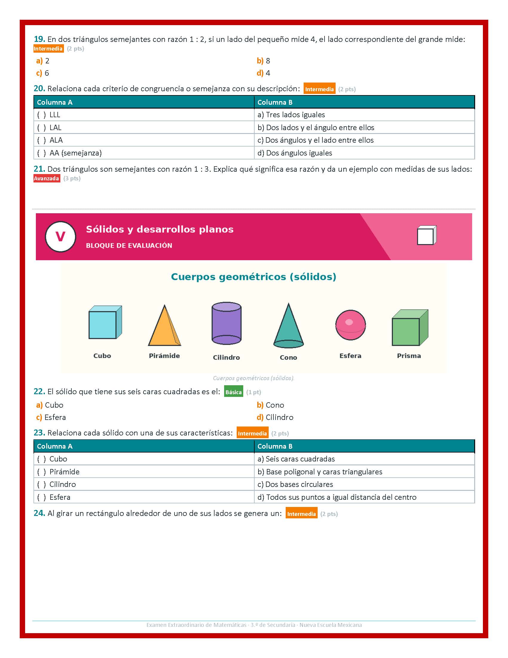 Examen Extraordinario Matemáticas Secundaria 1°, 2° y 3° Grado NEM | Word Editable 8 Examen Extraordinario Matemáticas Secundaria 1°, 2° y 3° Grado NEM | Word Editable - Image 8