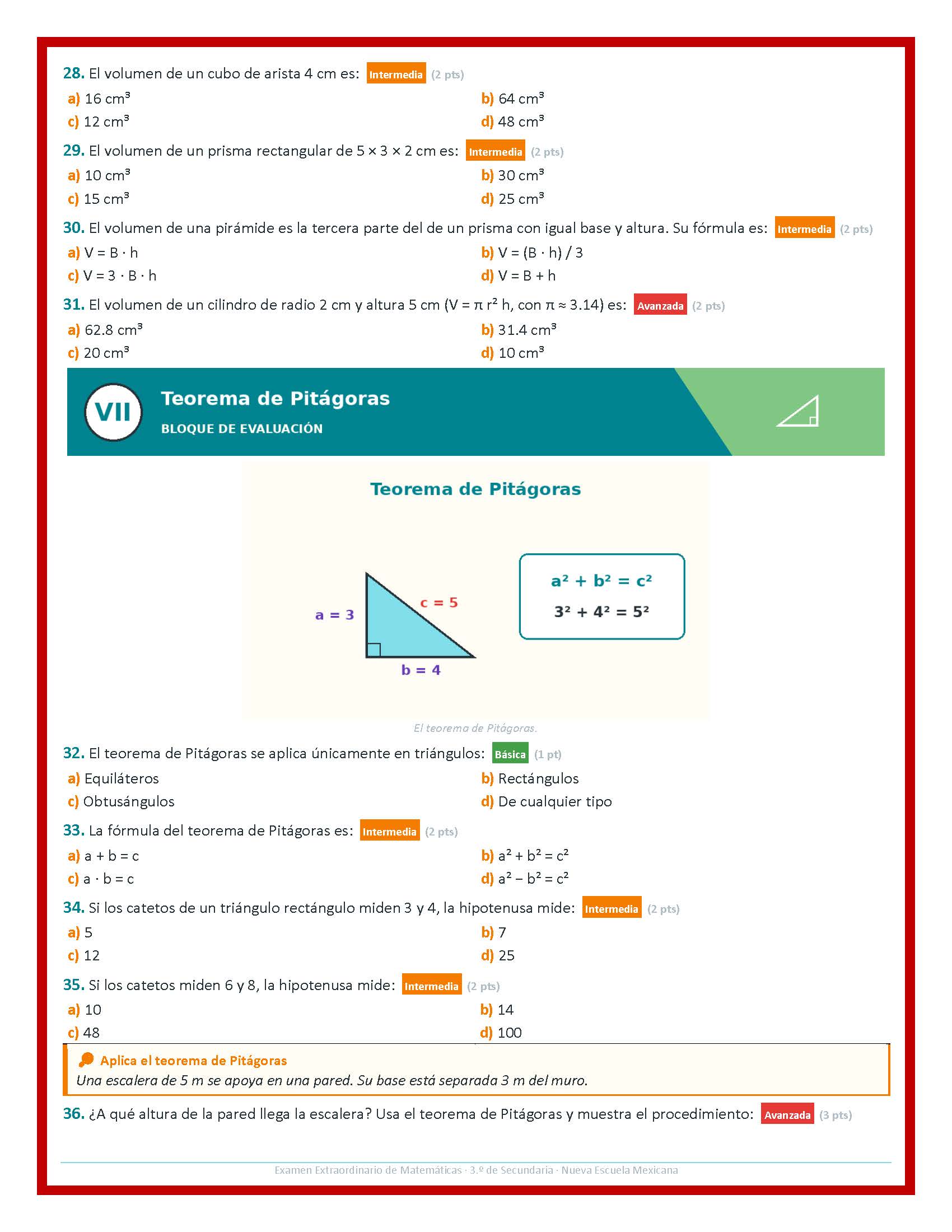 Examen Extraordinario Matemáticas Secundaria 1°, 2° y 3° Grado NEM | Word Editable 5 Examen Extraordinario Matemáticas Secundaria 1°, 2° y 3° Grado NEM | Word Editable - Image 5