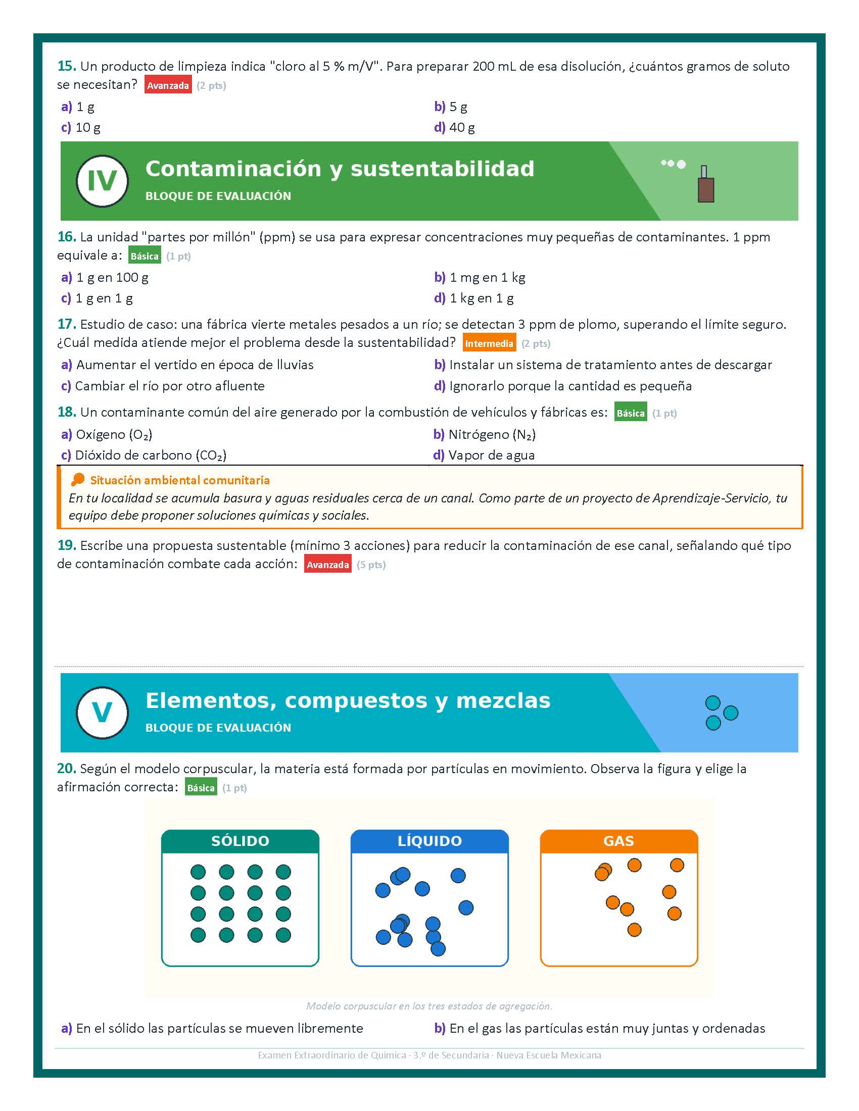 Examen Extraordinario Química Secundaria 3° Grado NEM | Word Editable 2 Examen Extraordinario Química Secundaria 3° Grado NEM | Word Editable - Image 2