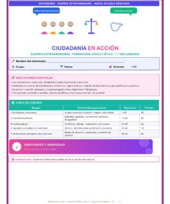 Paquete Exámenes Extraordinarios Telesecundaria 1° Grado NEM (TODAS LAS ASIGNATURAS) | Word Editable 38 Examen FCyE 1Sec Extraordinario Pagina 01