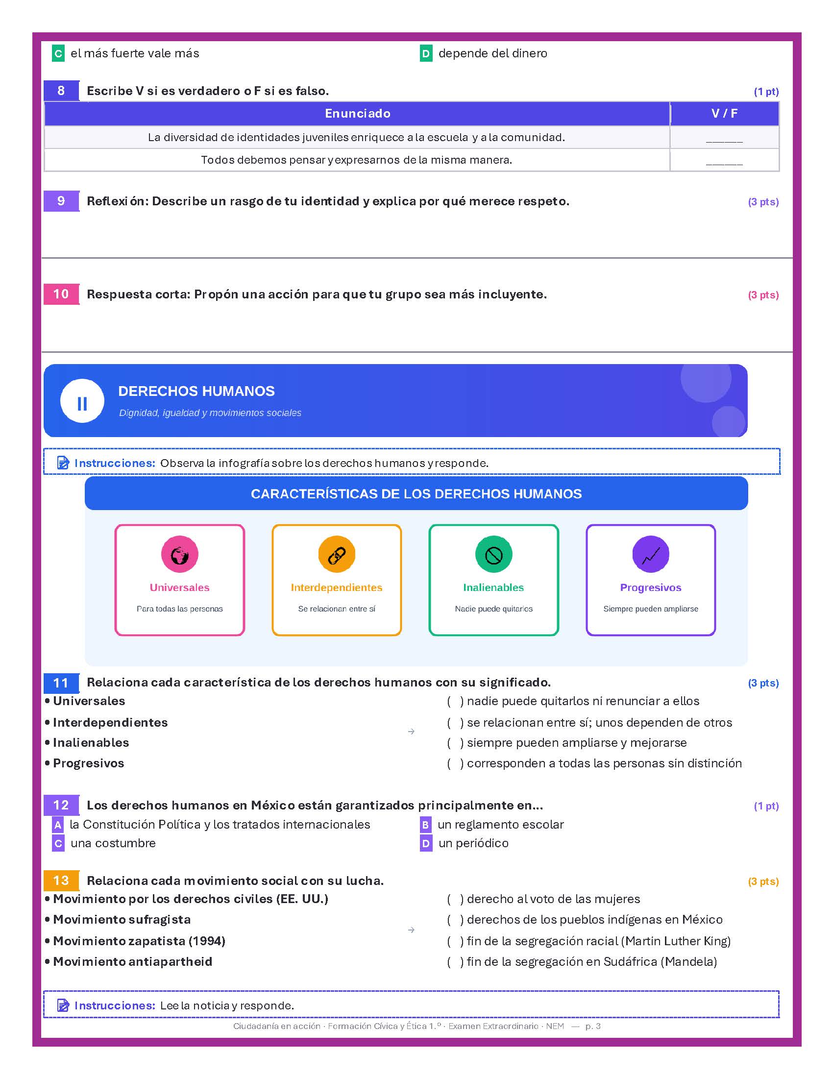 Exámenes Extraordinarios Secundaria 1° Grado NEM (TODAS LAS ASIGNATURAS) | Word Editable 24 Exámenes Extraordinarios Secundaria 1° Grado NEM (TODAS LAS ASIGNATURAS) | Word Editable - Image 24